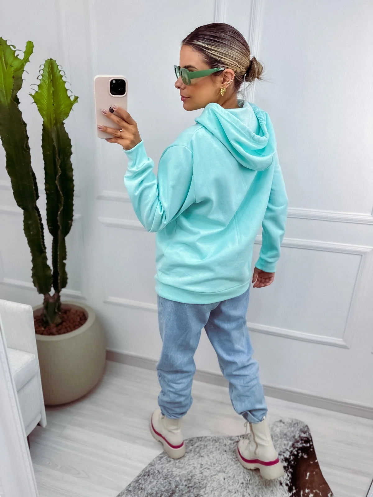 Blusão de Moletom com Capuz Choose To Be Happy