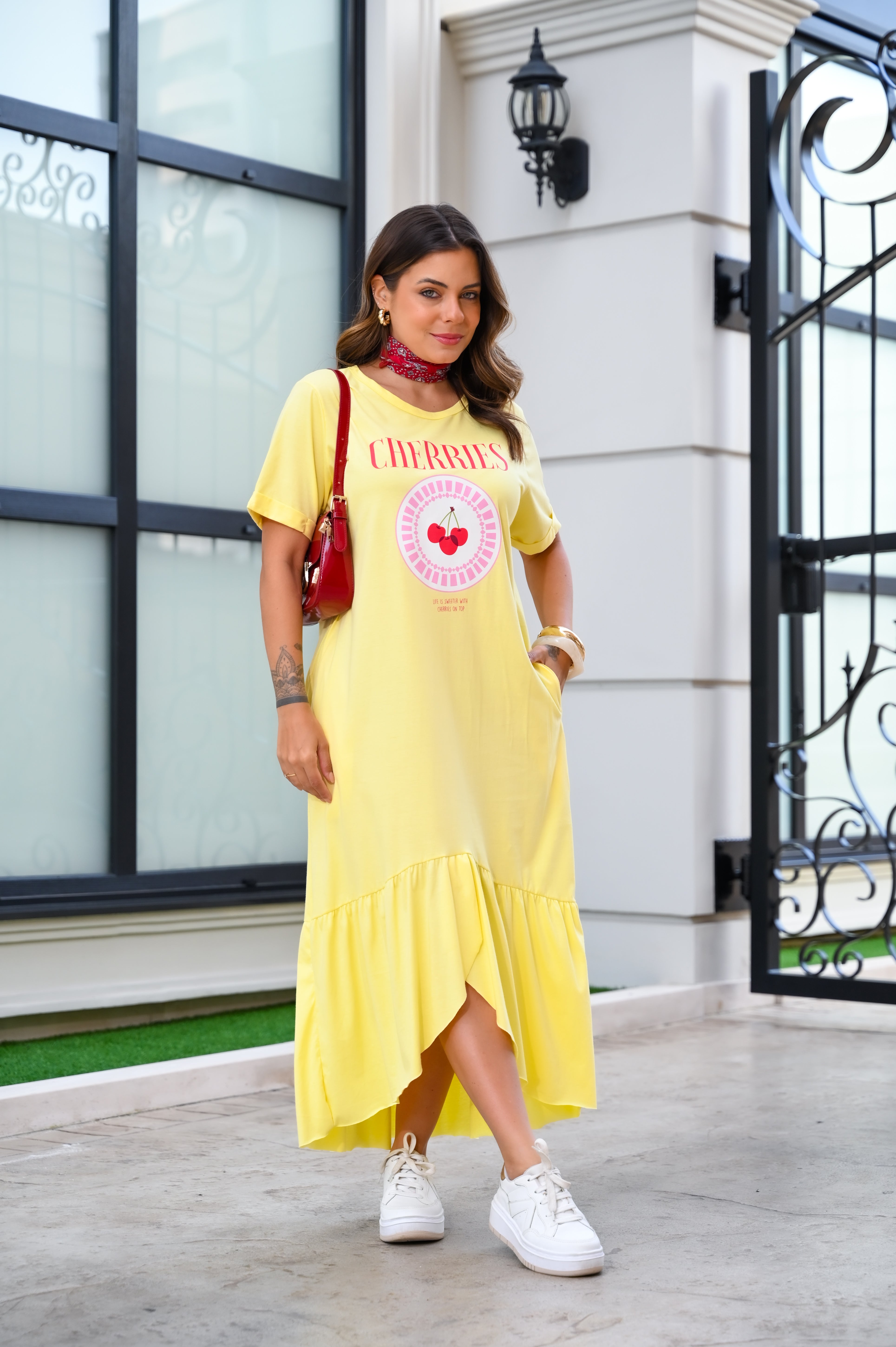 Vestido algodão Cherries