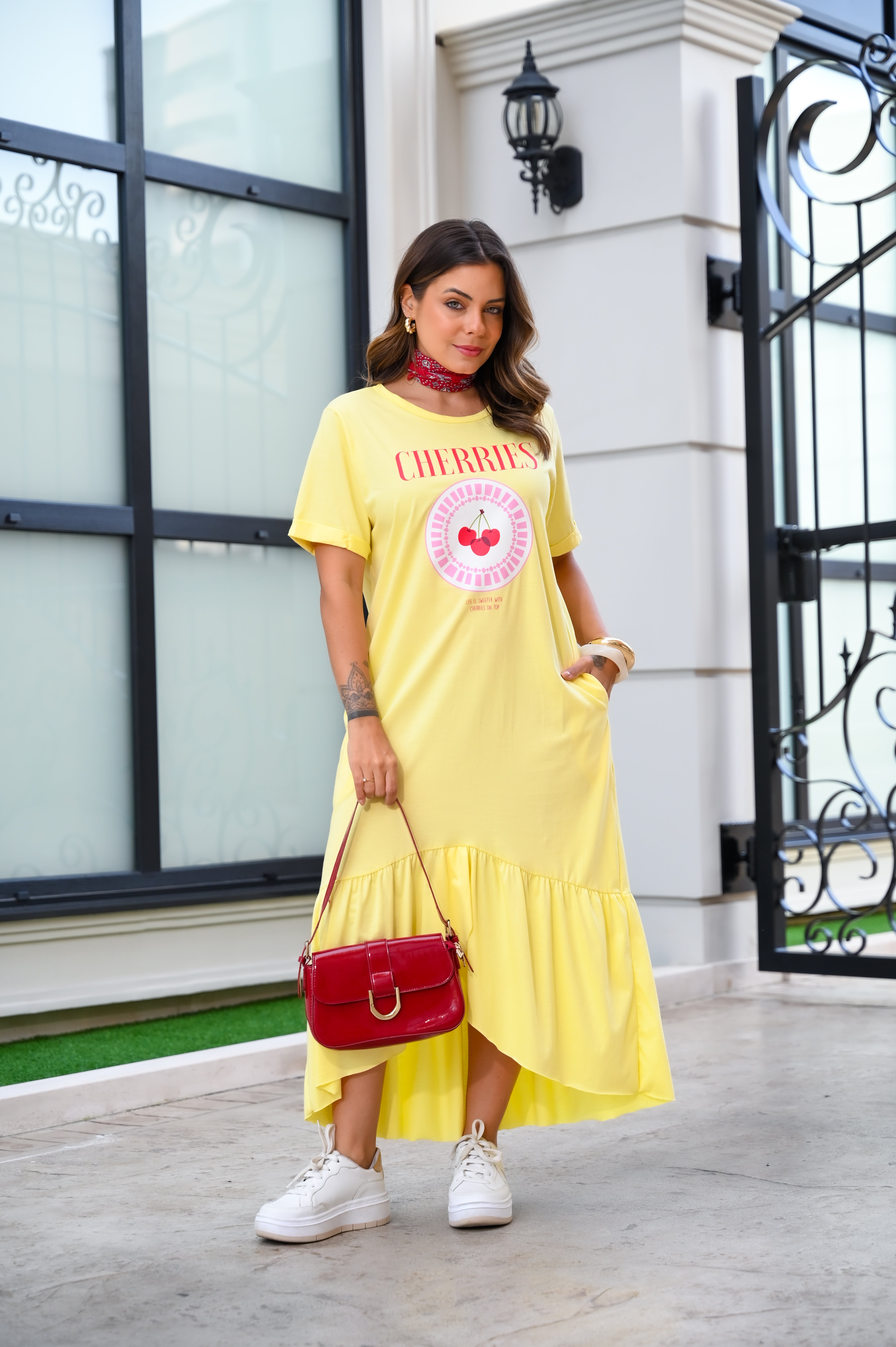 Vestido algodão Cherries